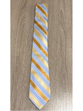 Jones New York Men’s Silk Tie Blue Gold Stripe Classic 3.75” b9